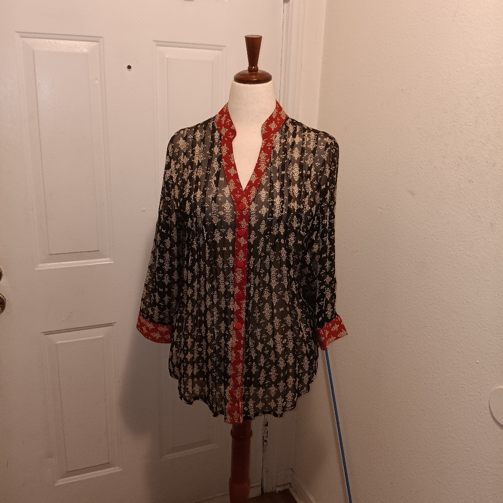 Elegant Black and Red Women's Blouse